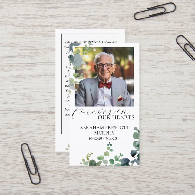 Visita Cartão de Oração Memorial Eucalyptus (Frente/Verso In Situ)