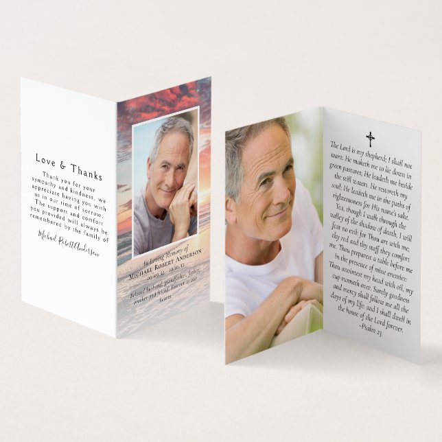 Visita Cartão de Oração Memorial para o Oceano Sunset Dob (Interior e exterior)