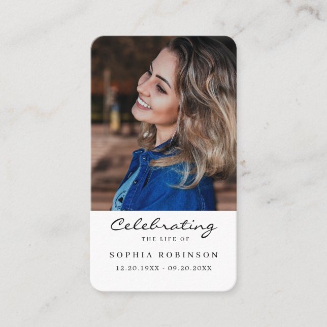 Visita Cartão de Oração Simples de Fotografia para Memori (Frente)