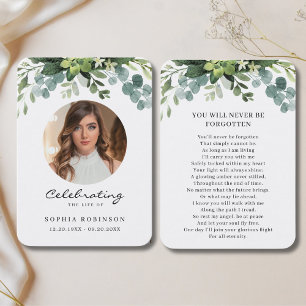 Visita Cartão de Oração Simples Foto Floral Funeral Memor