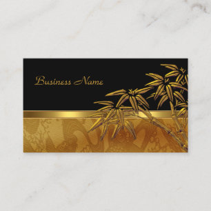 Visita Cartão de Perfil Bambu Preto Dourado Asiático