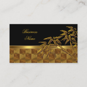 Visita Cartão de Perfil Bambu Preto Dourado Asiático