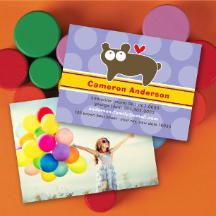 Visita Cartão de Perfil de Foto de Urso de Desenho Animad