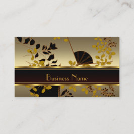 Visita Cartão de Perfil Floral Vintage Dourado Preto Asiá
