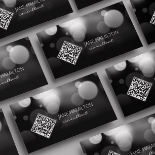 Visita Cartão de Perfil Preto Moderno Código QR