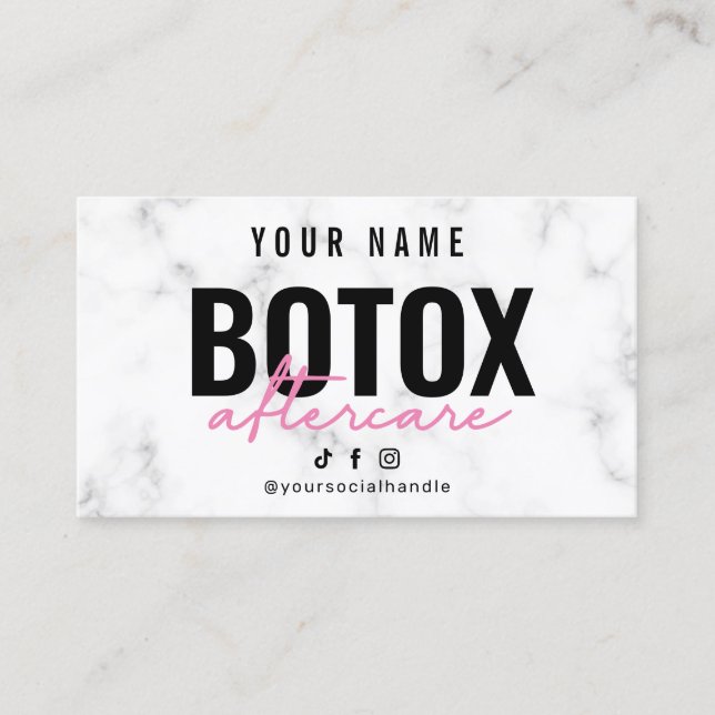 Visita Cartão de Pós-Cuidados de Botox Rosa Marble (Frente)