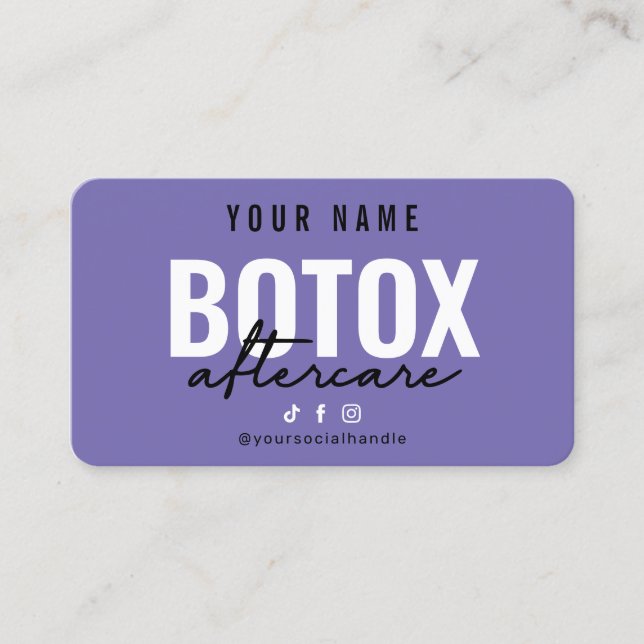 Visita Cartão de Pós-Cuidados de Botox Roxo Moderno (Frente)