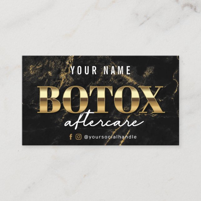 Visita Cartão de Pós-Cuidados Marble Botox Dourado Luxury (Frente)