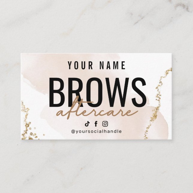 Visita Cartão de Pós-Cuidados Simples Dourado Brows (Frente)