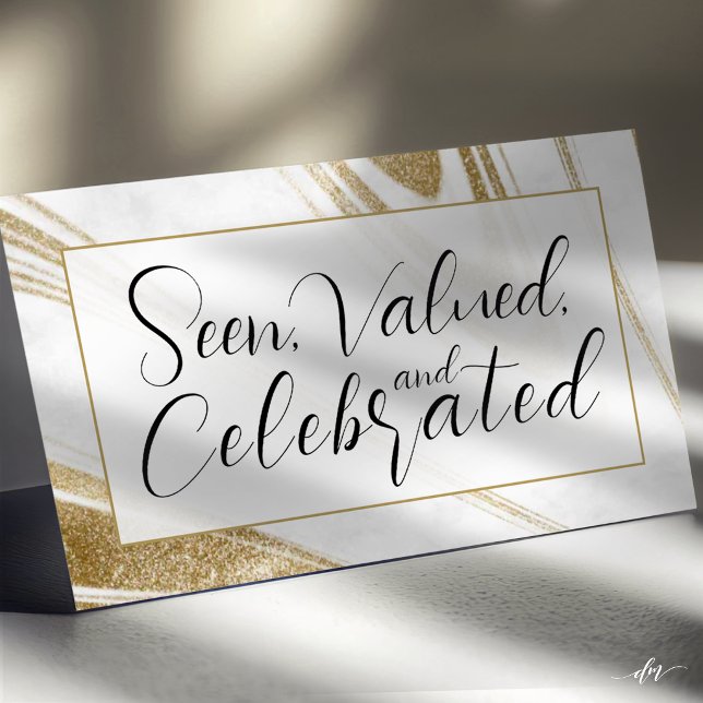 Visita Cartão de Presente de Evento de Reconhecimento | M (Event recognition card framed with gold swirls around a bold theme title design.)