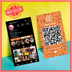 Visita Cartão de QR Social Instagram Salão Laranja Vibran