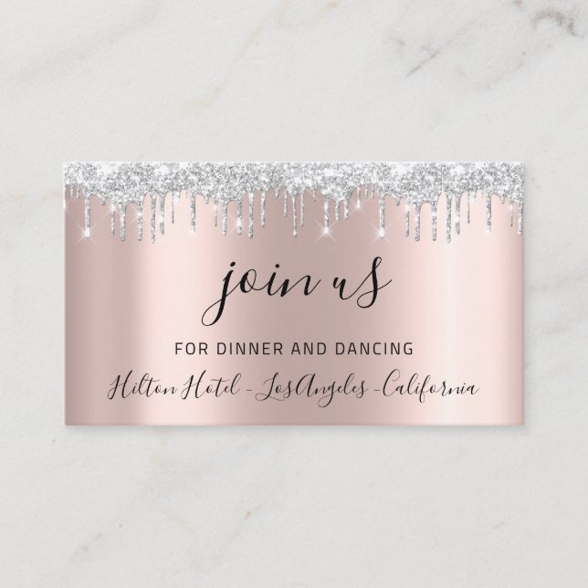 Visita Cartão de Recepção Casamento Chuveiro de Noiva Ros (Frente)