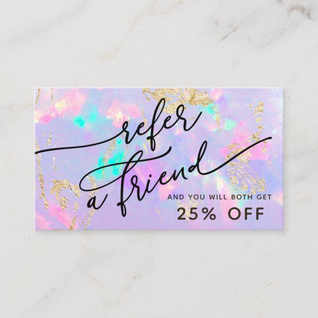 Visita cartão de referência de textura opal púrpura (Frente)