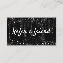 Visita cartão de referência do glitter preto