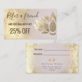 Visita cartão de remessa faux gold foil lotus design