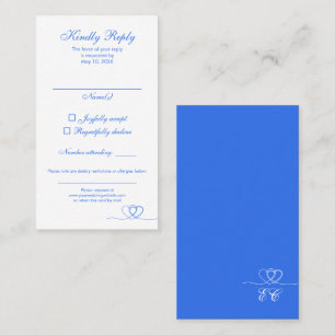Visita Cartão de Resposta de Casamento Azul Moderno e Neg