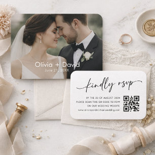 Visita Cartão de RSVP de Casamento com QR Code em Letra E
