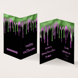 Visita Cartão de sala de aula de Halloween com lodo roxo