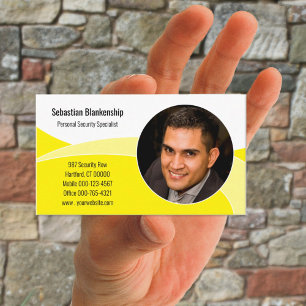Visita Cartão de Segurança Profissional Amarelo Abstrato 