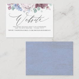 Visita Cartão de site de casamento floral azul dusty mauv