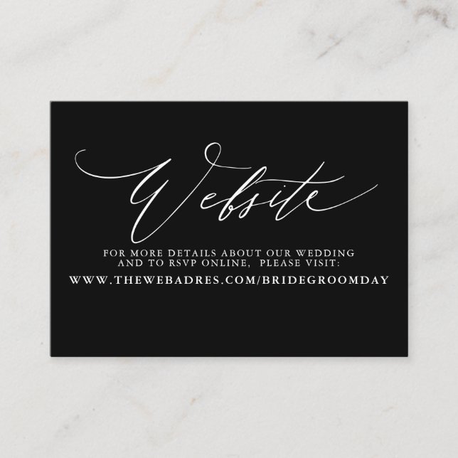 Visita Cartão de Site Preto para Casamento de Script Mode (Frente)