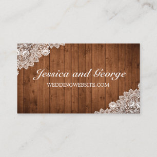 Visita Cartão de Site Rustic Wood & White Lace