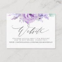 Cartão de Sítio de Casamento Floral Dusty Purple