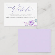 Cartão de Sítio de Casamento Floral Dusty Purple