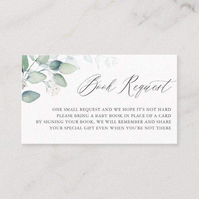 Visita Cartão de Solicitação de Livro Eucalyptus Boho Wat (Frente)