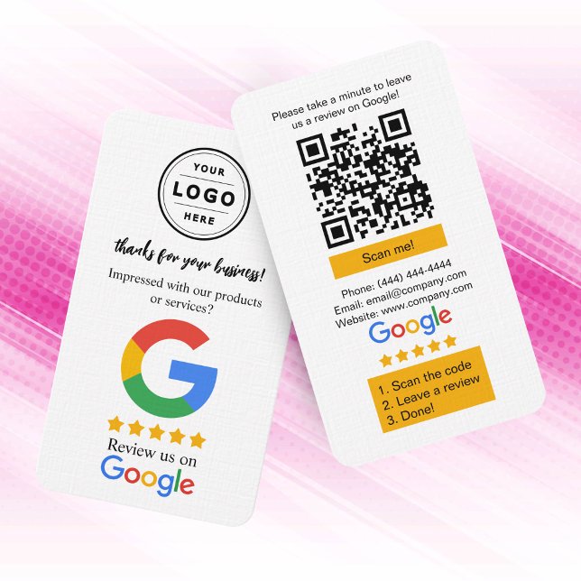Visita Cartão de solicitação de revisão Google com logoti (Google review request card with QR code and company logo that you can personalize)