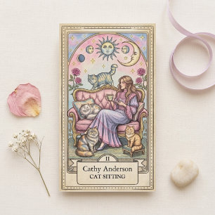 Visita Cartão de Tarot Gata Mística Adotante de Gatos Ama