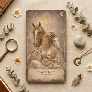 Visita Cartão de Tarot Mulher Celestial Sol Lua Pet Sitte