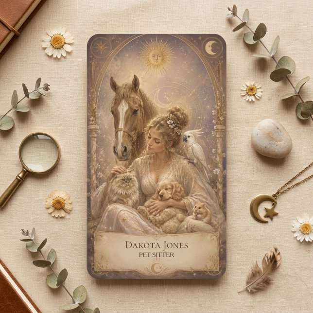 Visita Cartão de Tarot Mulher Celestial Sol Lua Pet Sitte (Criador carregado)