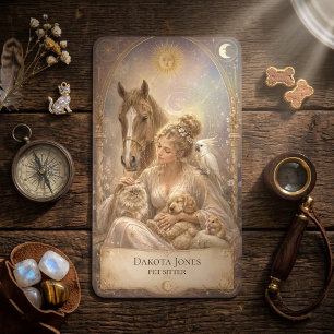 Visita Cartão de Tarot Mulher Celestial Sol Lua Pet Sitte