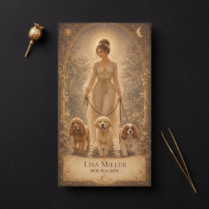 Visita Cartão de Tarot Mulher Mística Celestial Cachorro 