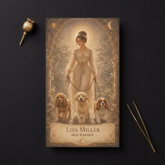 Visita Cartão de Tarot Mulher Mística Celestial Cachorro