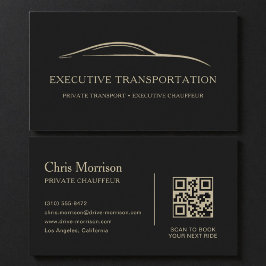 Visita Cartão de Transporte Elegante Código QR Preto e Do