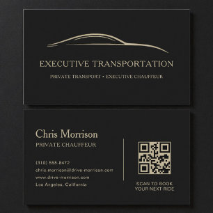 Visita Cartão de Transporte Elegante Código QR Preto e Do