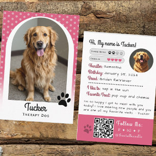 Visita Cartão de Troca de Cão Terapêutico Código QR Rosa