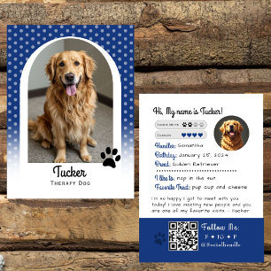 Visita Cartão de Troca de Cão Terapia Código QR Azul