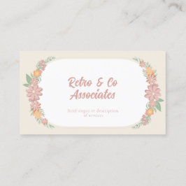 Visita Cartão de visita, Flores Retro Pastel, sem logotip