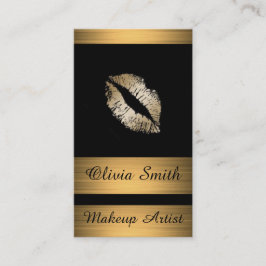 Visita Cartão de visita/Preto com faixas e Lábios Dourado