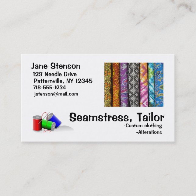Visita Cartão de visita: Seamstress, Tailor (Frente)
