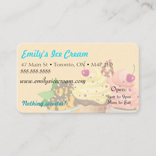 Visita Cartão de visita, sorvete decorativo (Frente)