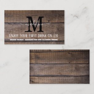 Visita Cartão de Voucher de Bebida de Casamento de Monogr