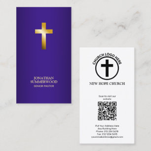 Visita Cartão Elegante de Nome Cruplo Dourado para Pastor