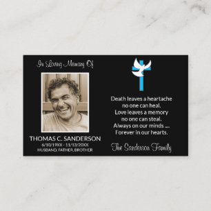 Visita Cartão Funeral de Foto da Porta Azul Clássica