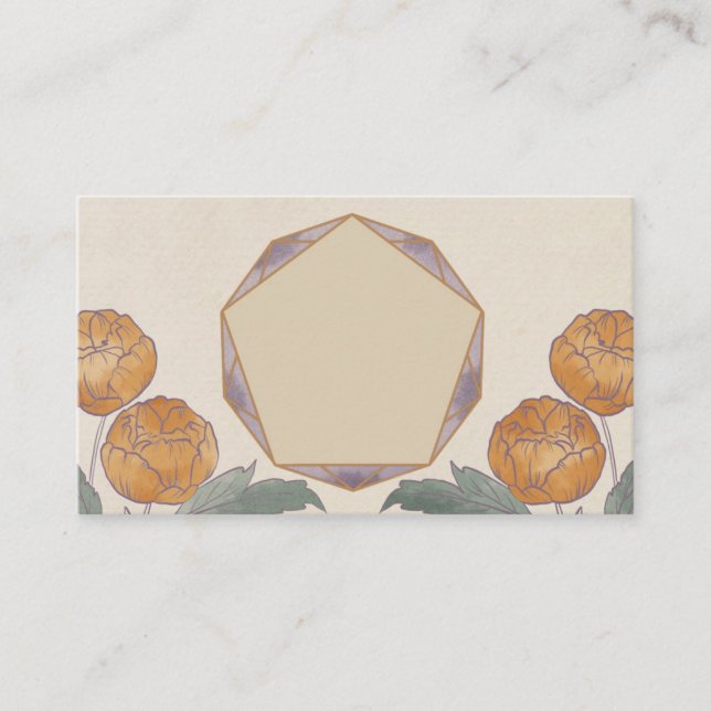 Visita Cartão Geométrico de Peony Watercolor (Frente)