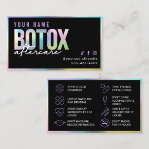 Visita Cartão Holográfico de Pós-Cuidados Botox