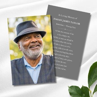 Visita Cartão Memorial Funeral Personalizado de Simpatia